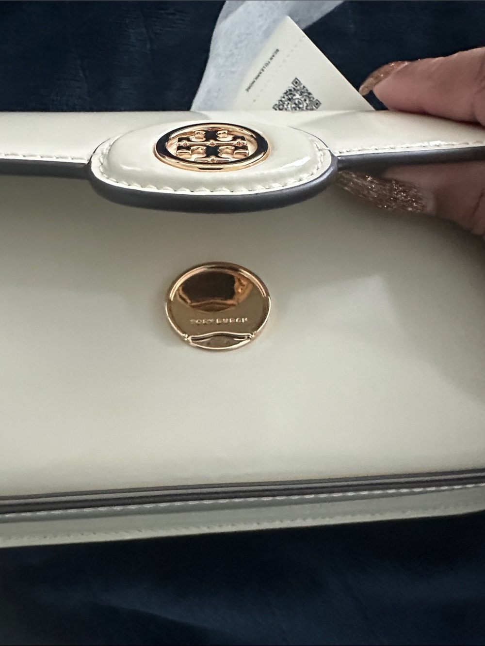 Tory Burch Robinson Cream Leather Convertible Crossbody with Gold Logo - Picture 5 of 5